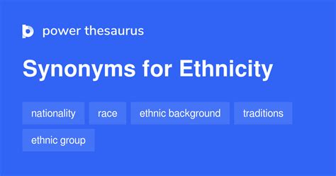 Synonyms for Race ethnicity .